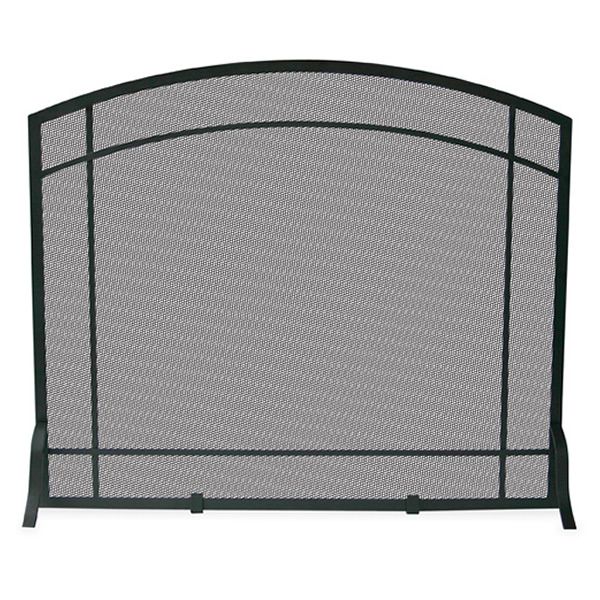 Single Panel Black Iron Fireplace Screen with Mission Design - 39" x 33"