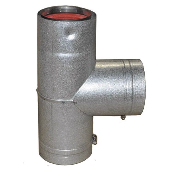 Painted Black 4" to 3" Stove Adapter Tee with Cap