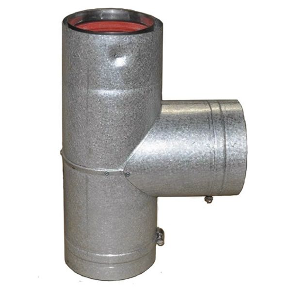 Painted Black Stove Adapter Tee with Cap - 4" Dia
