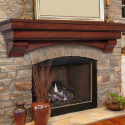 Pearl Auburn Cherry Distressed Fireplace Mantel Shelf