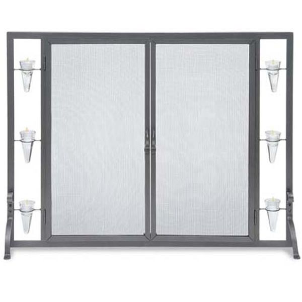 Flat Tea Light Fireplace Screen with Full Height Doors