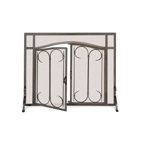 Iron Gate Arched Fireplace Screen with Doors - 44" x 33"