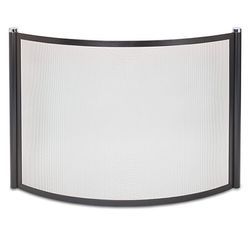 Pilgrim Single Panel Metro Bowed Screen-Blck/Polished Nickel