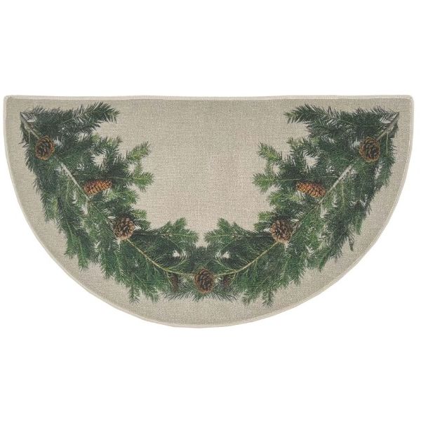 Pine Printed Nylon Half Round Fireplace Hearth Rug