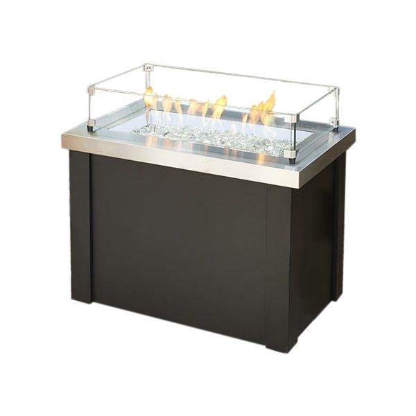 Providence Crystal Gas Fire Table - Stainless Steel