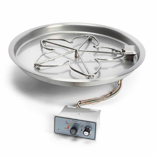 Round Bowl Pan Gas Fire Pit System with Manual Ignition - 19"