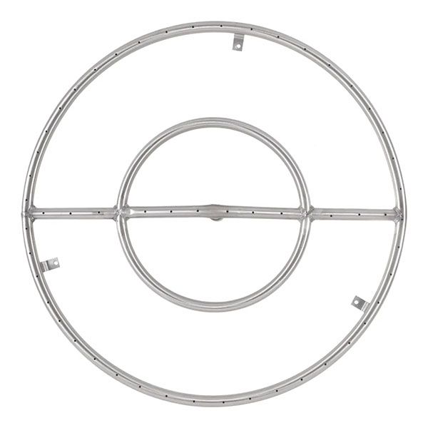 Round Double Ring Stainless Steel Gas Fire Pit Burner - 18"