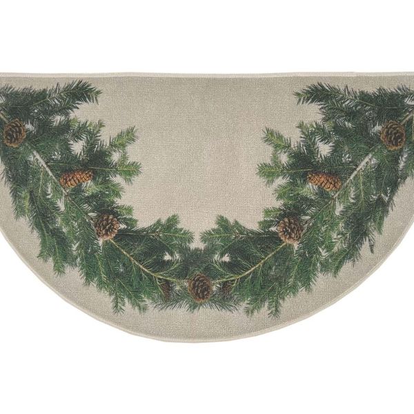 Pine Printed Nylon Half Round Fireplace Hearth Rug