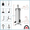 Minuteman Berlin Inline 3 Piece Fireplace Tool Set - Black