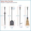 Minuteman Salem Inline 4 Piece Fireplace Tool Set - Black