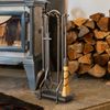 Minuteman Salem Inline 4 Piece Fireplace Tool Set - Black