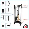 Minuteman Shepherd's Hook Inline 4 Piece Fireplace Tool Set - Black