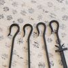 Minuteman Shepherd's Hook Inline 4 Piece Fireplace Tool Set - Black