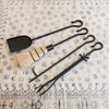 Minuteman Shepherd's Hook Inline 4 Piece Fireplace Tool Set - Black