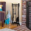 Minuteman Shepherd's Hook Inline 4 Piece Fireplace Tool Set - Black
