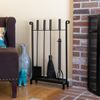 Minuteman Bedford Inline 4 Piece Fireplace Tool Set - Black