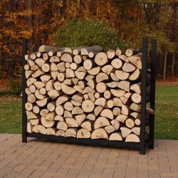 Woodhaven Black Outdoor Firewood Rack - 4' - No Cover