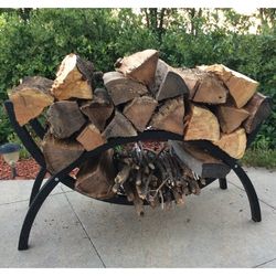 Woodhaven 39" Crescent Firewood Rack with Cover