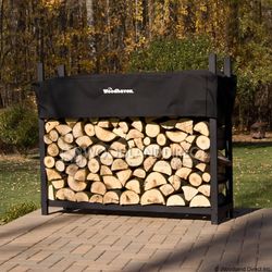 Woodhaven Black Firewood Rack - 6'