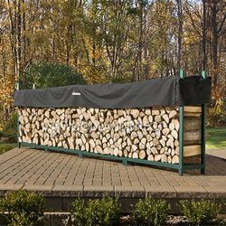 Woodhaven Green Outdoor Firewood Rack - 16'