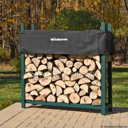 Woodhaven Green Outdoor Firewood Rack - 4'