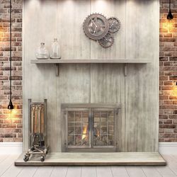 Heritage Industrial Steel Fireplace Mantel Shelf