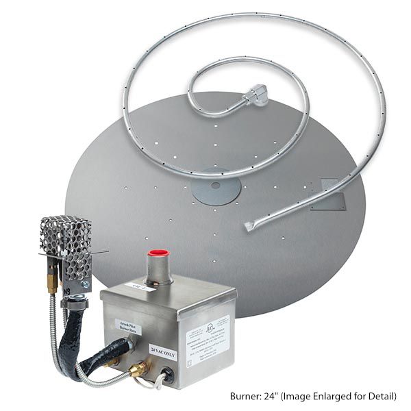 Weather Resistant AWEIS Round Flat Fire Pit Burner System - 24"