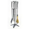 Wrought Iron 4 Piece Fireplace Tool Set with Rope Design