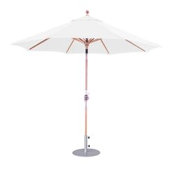 Three Birds Casual Natural Umbrella with Crank Lift and Rotational Tilt - 9'