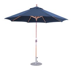 Three Birds Casual Navy Umbrella with Crank Lift and Rotational Tilt - 9'