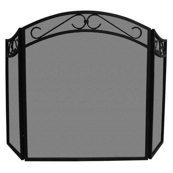 Black Three Fold Decorative Scrolls Screen with Arch Top - 52" x 31"