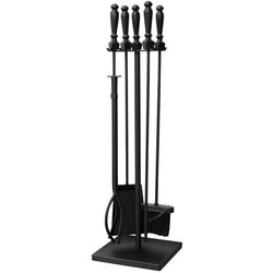 Uniflame 4 Piece Black Fireset with Cylinder Handles