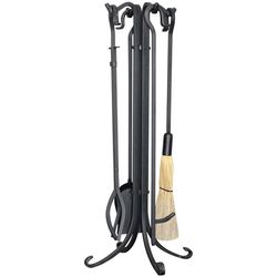Uniflame 4 Piece Black Heavy Weight Fireset w/ Crook Handles