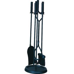 4 Piece Black Fireplace Tool Set