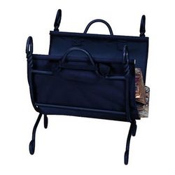 Swirled Ring Indoor Firewood Rack with Carrier - Black