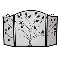 Vineyard 3-Panel Black Arched Fireplace Screen
