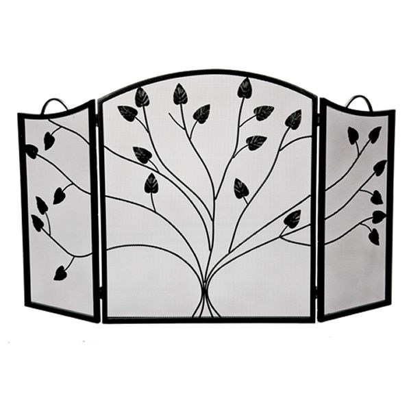 Vineyard 3-Panel Black Arched Fireplace Screen - 52" x 31"