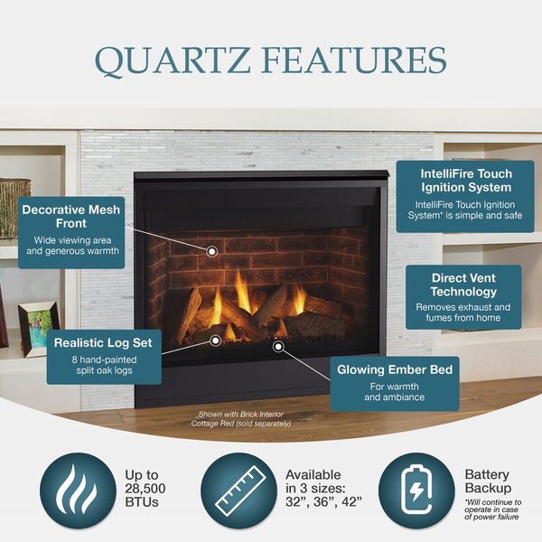Majestic Quartz Direct Vent Gas Fireplace - 42"