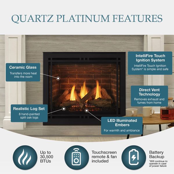 Majestic Quartz Direct Vent Gas Fireplace - 42"