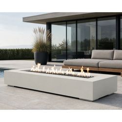 M&ouml;bius Encinitas Rectangular Concrete Gas Fire Pit - 93"